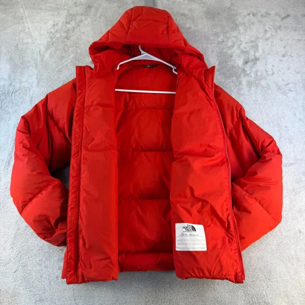 The North Face Boys North Down 600 Down Hooded Puffer Jacket Red Size XL (14-16)
